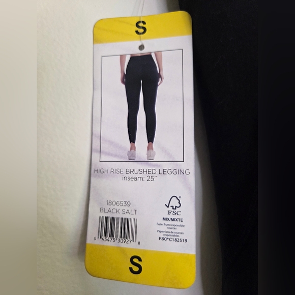 Danskin Womens High Rise Brushed Leggings Black Salt Sz S NEW Reflector Athletic - Picture 4 of 9